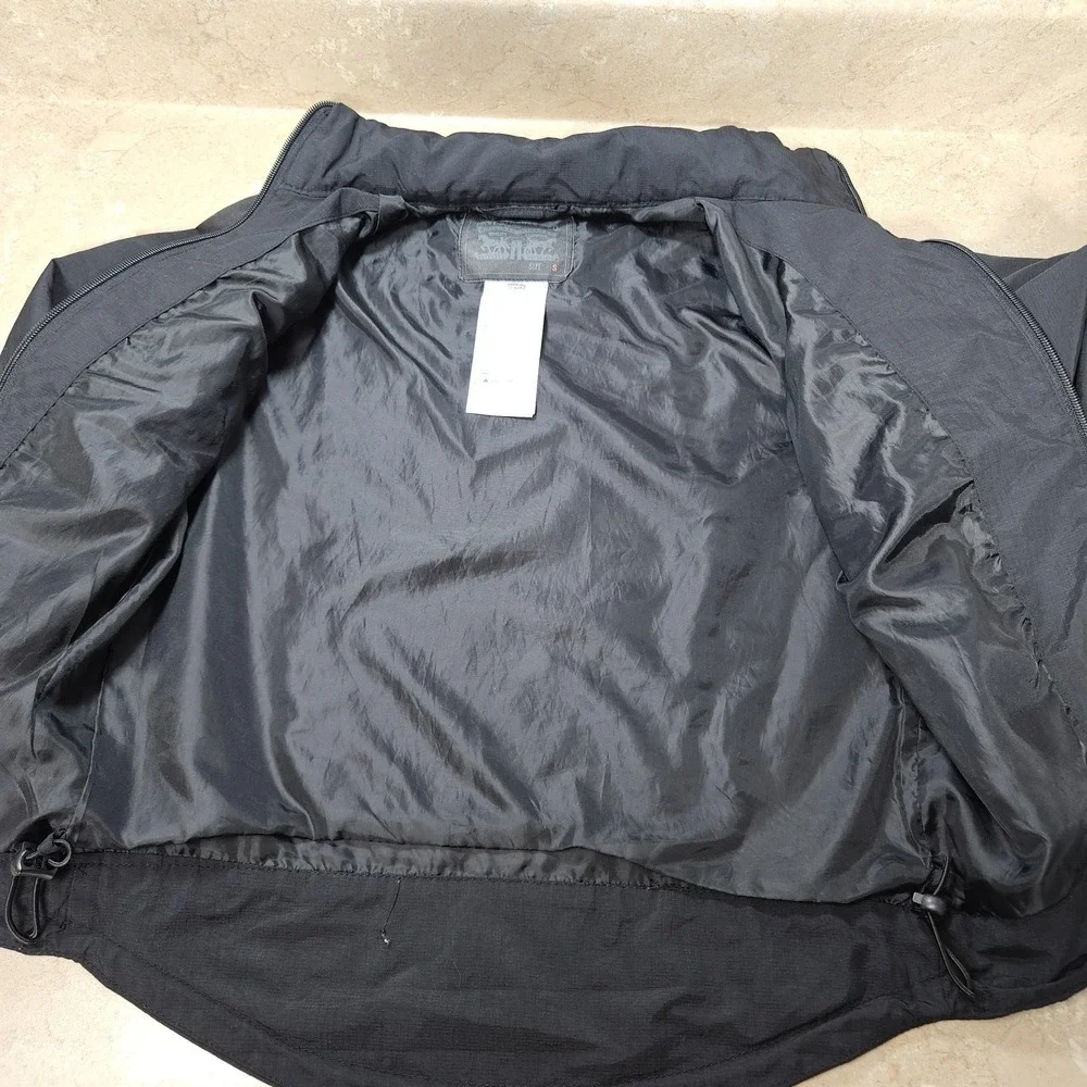 Levi's Jacket boys S Youth‎ Black Hooded Zip Front Chest Pockets Stowaway Hood